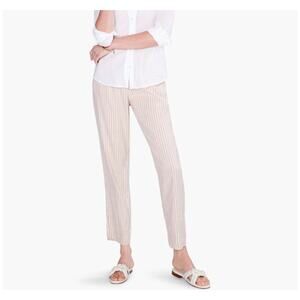 NWT Nic + Zoe Striped Cafe Straight Leg Pant Size 12 Tan White Coastal